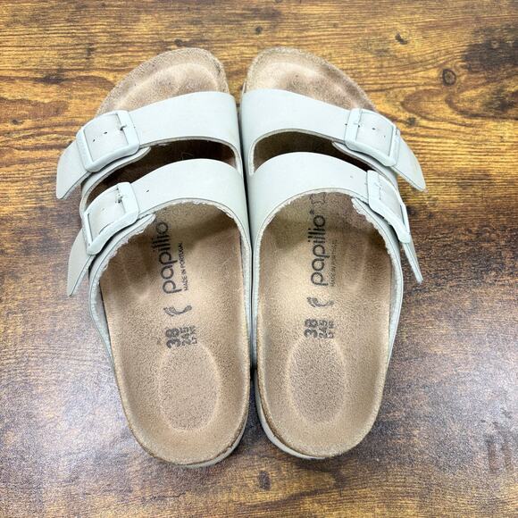 Birkenstock Papillio Womens Size 7 EU 38 Narrow Arizona Sandals Metallic Mineral - Picture 16 of 16